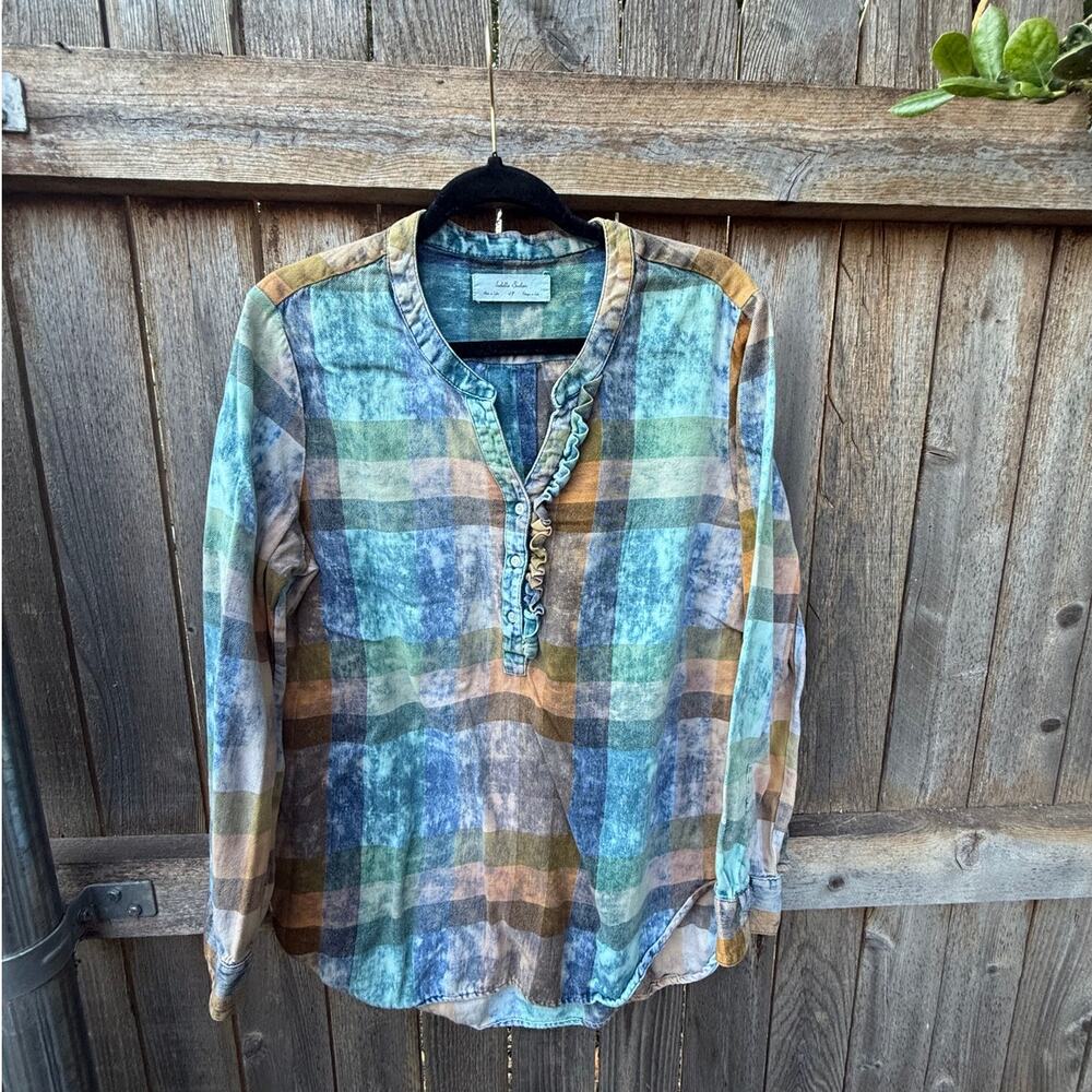 ISABELLE SINCLAIR lightweight flannel long sleeve TOP Shirt ANTHROPOLOGIE Large